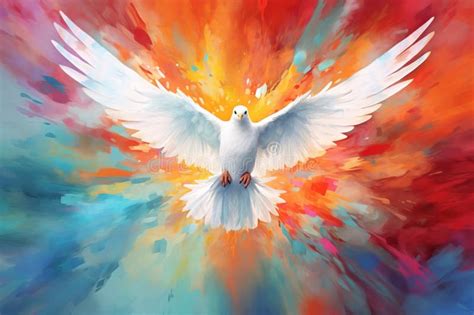 Painting Of Holy Spirit Like White Dove Generative Ai Stock