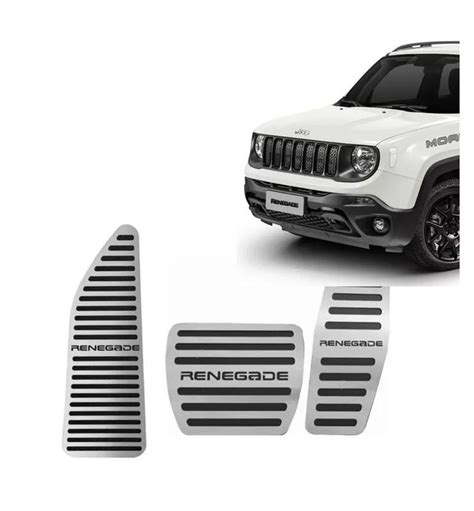 Kit Pedaleira E Descanso De Pé Jeep Renegade Aço Inox GPI Pedaleira