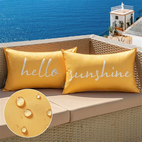 Hello Sunshine On Yellow Pillow Case Outdoor Lumbar Pillow