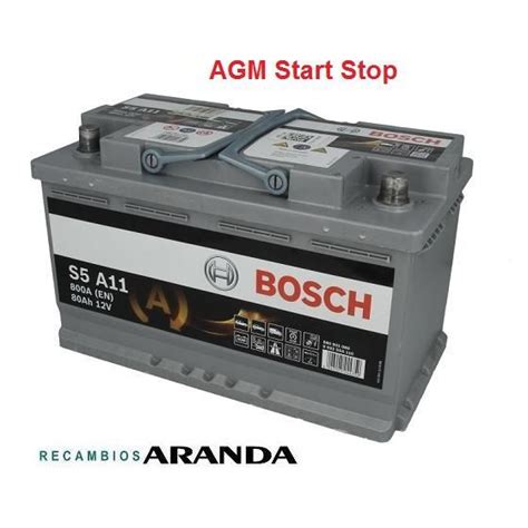 S A Bater A Bosch Agm V Ah A Start Stop Alto Rendimiento