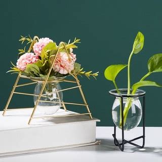 Detachable Glass Vase Transparent Wrought Iron Elegant Diy Hydroponic