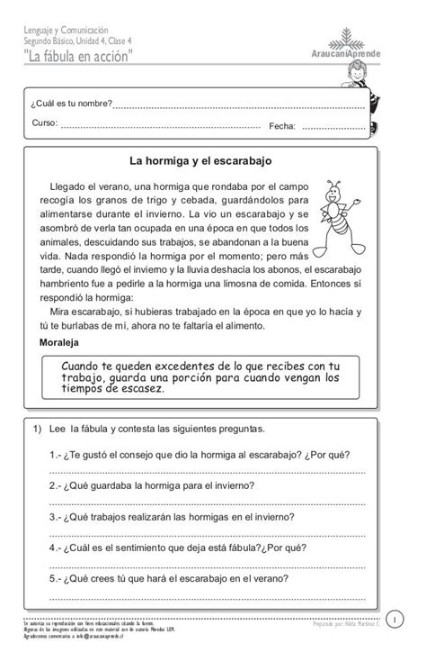 Lenguaje Y Comunicaci N Segundo B Sico Unidad Clase La F Bula En