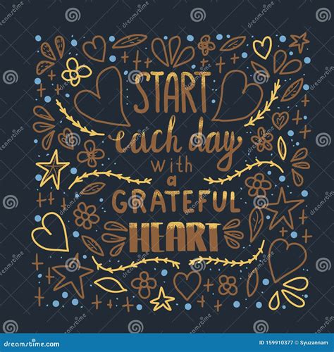 Start Each Day With A Grateful Heart Poster Stock Vector Illustration