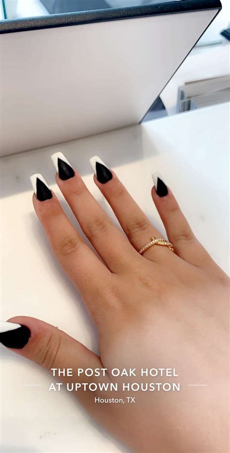 Black Coffin French V Acrylic Dip Powder Nails Dip Powder Nails