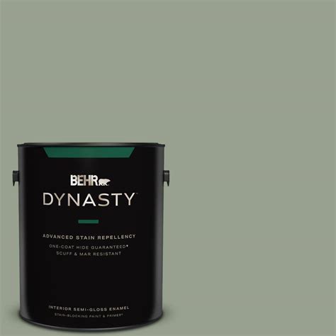 BEHR DYNASTY 1 Gal N390 4 Bitter Sage One Coat Hide Semi Gloss Enamel