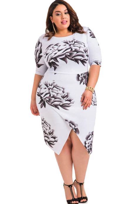 Plus Size White Wrap Dress Pluslookeu Collection