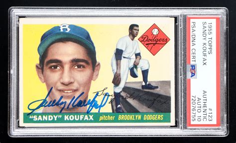 Sandy Koufax Signed Topps Rc Psa Autograph Graded Psa