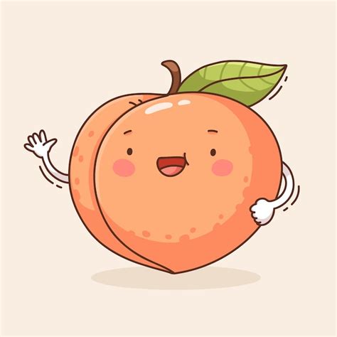 Premium Vector Hand Drawn Peach Cartoon Illustration