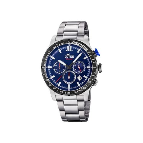 Reloj Lotus Color Hombre Plateado Y Azul Cron Grafo B