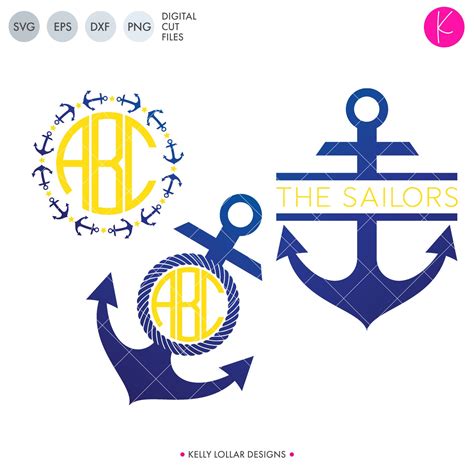 Anchor Monogram Frame Svg Files Kelly Lollar Designs