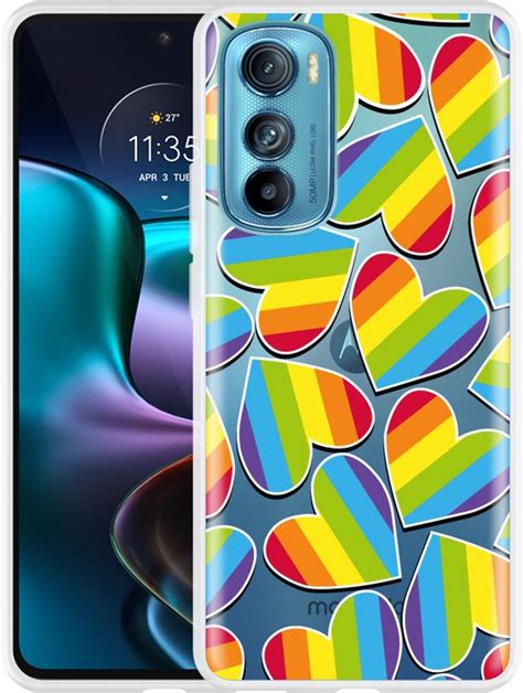 Motorola Edge Hoesje Regenboog Hartjes Designed By Cazy Bol