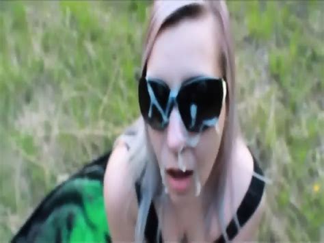 Hot Blonde Gets A Facial Cumshot Outside By The Rad