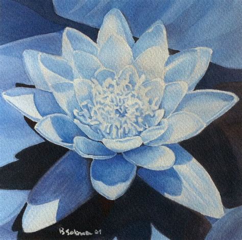 Water Lily Art Print Watercolor Flowers Blue And Par Favoriteflower