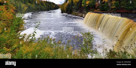 Paradise, Michigan, USA. The Upper Tahquamenon Falls in Tahquamenon Falls State Park near Lake ...