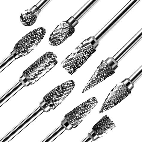 TSV 10pcs Carbide Burrs Fit For Dremel 1 8 Shank Double Cut Tungsten