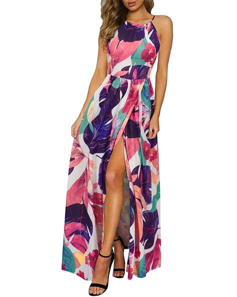 Kilig Women Summer Maxi Dress Casual Floral Halter Neck Beach