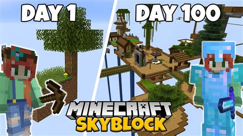 I Spent 100 Days In Minecraft Skyblock YouTube