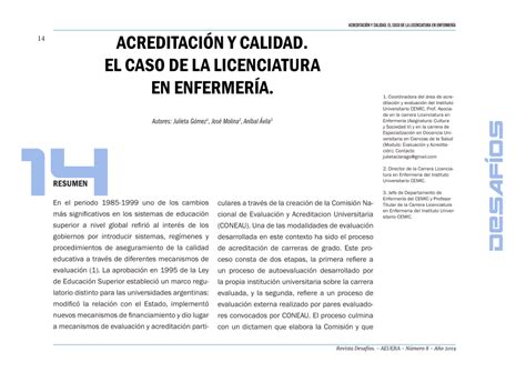 Pdf Acreditaci N Y Calidad El Caso De La Licenciatura En Enfermer A