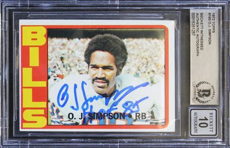 O J Simpson Signed Topps Inscribed Hof Bgs Pristine