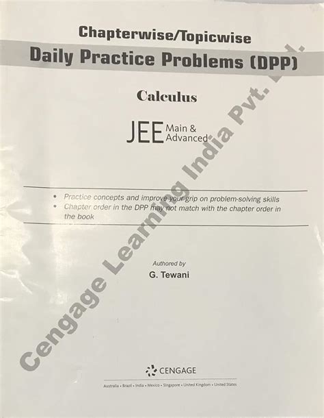 Buy Cengage Calculus Daily Practice Problems DPP Workbook For JEE