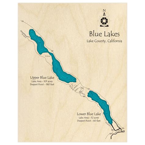 Upper & Lower Blue Lakes 3D Custom Wood Map – Lake Art LLC