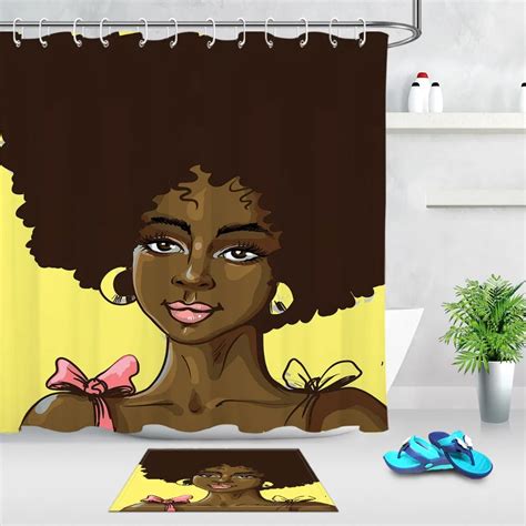 African American Shower Curtains African Shower Curtain Afro American Queen Bathroom Decor