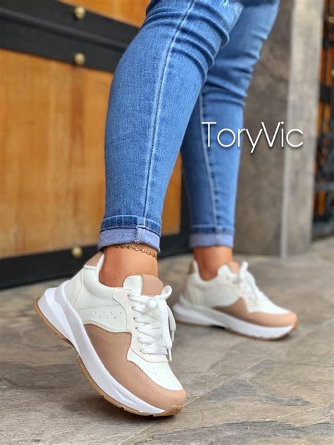 Tenis De Mujer Siena Blanco Nude Ultimas Tallas Toryvic Zapatos Para Mujer