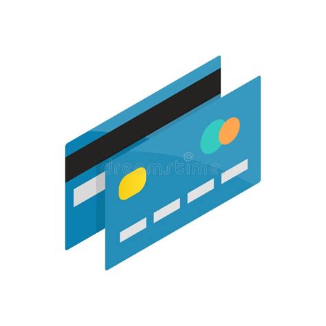 Blue Credit Card Icon Isometric D Style Stock Vector Illustration