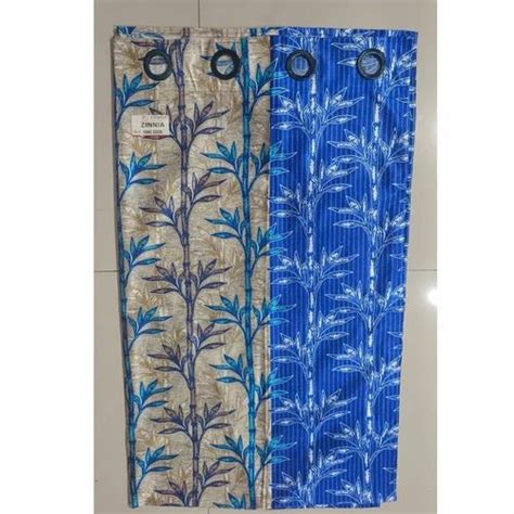 Blue And Cream Base Gsm Printed Polyester Curtain Size X