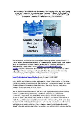 Saudi Arabia Bottled Water Market Growth Opportunity And Forecast