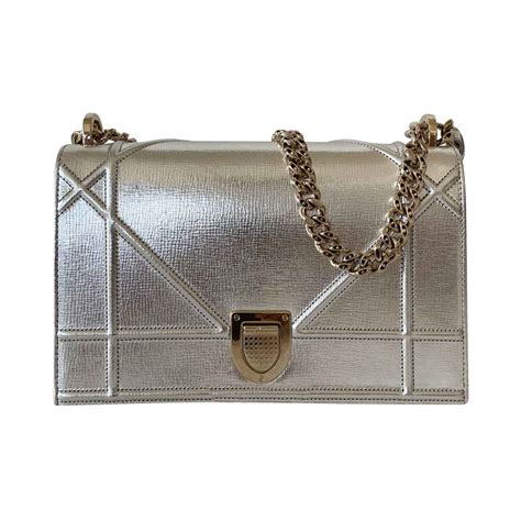 Shop Authentic Christian Dior Metallic Diorama Medium Shoulder Bag At