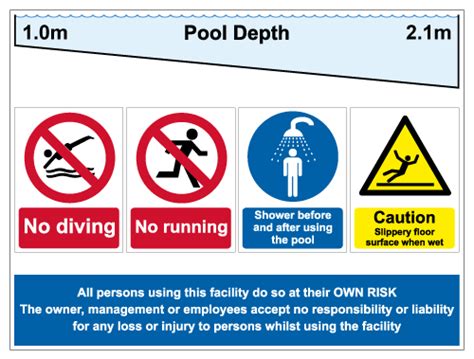 Swimming Pool Rules And Depths Sign Pool Safety Signs Safety Signs