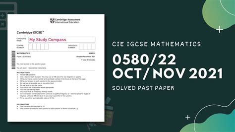 0580 22 O N 21 Easy Step By Step Solutions CIE IGCSE MATHS PAPER