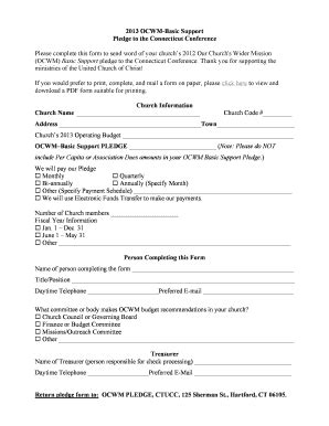 Fillable Online Ctucc 2013 OCWM Pledge Form The Connecticut