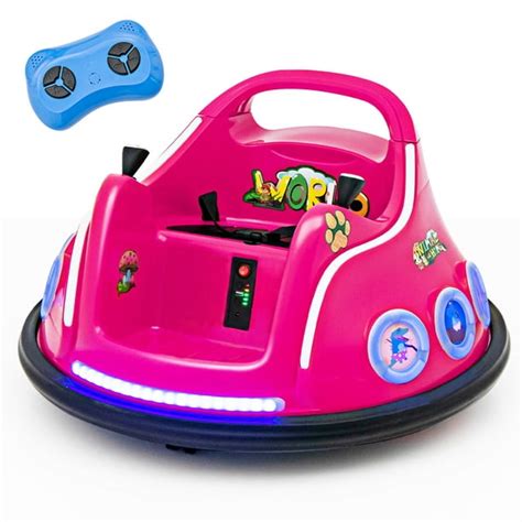 Gymax 12V Kids Ride on Bumper Car Remote Control w/ Flashing LED Light & Music Pink - Walmart.com