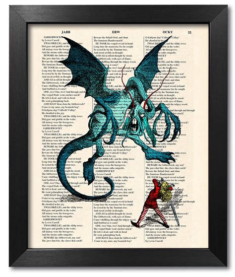 Jabberwocky Poem Print, Alice in Wonderland, Quote Print, Dictionary ...