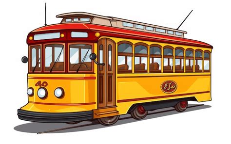 Premium Photo | A clipart of trolley car on a white background