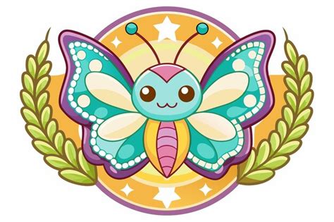 Linda Mariposa De Dibujos Animados Con Alas Rosas Y P Rpuras Vector