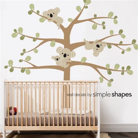 Koala Tree Wall Decal Koala Hanging From Branches Baby Etsy