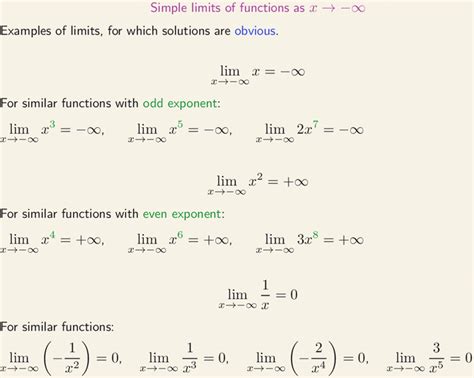 Simple Limits Of Functions As X Approaches Minus Infinity