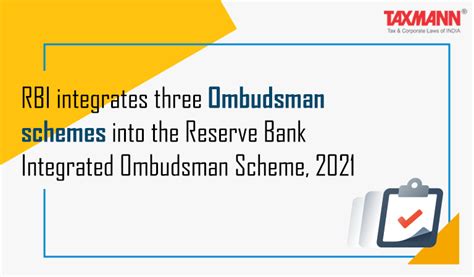 Rbi Integrates Three Ombudsman Schemes Into The Reserve Bank Integrated