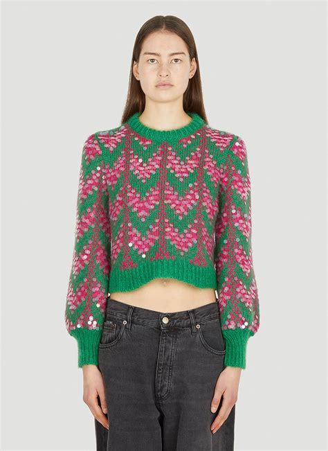 Gucci Chevron Sequin Sweater In Green Lyst