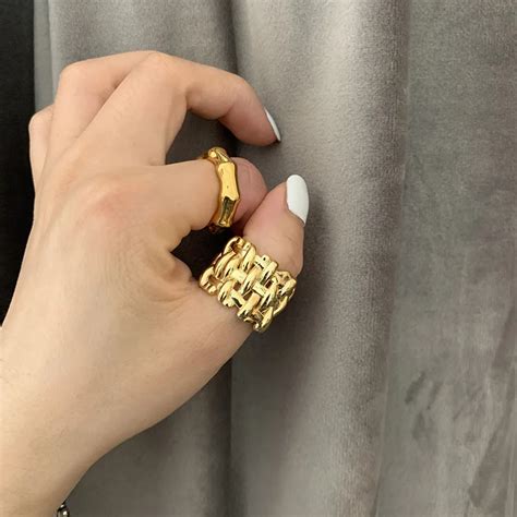 Anillos Apilables Trenzados Recortados De Lat N Para Mujer Joyer A Punk