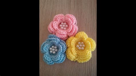 Kwiatek Z Pere Kami Na Szyde Ku Flower With Perls On Crochet Youtube