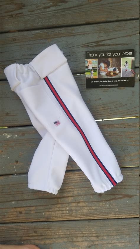 Boys Baseball Pants, White Baseball Pants, Red, Navy Side Trim, Little ...