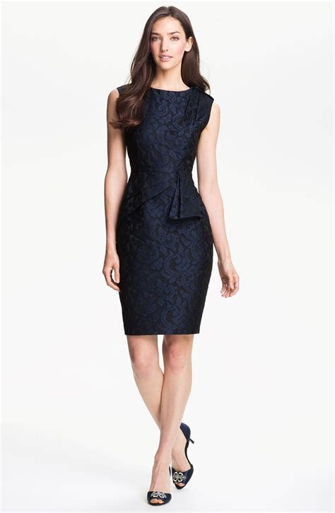 Adrianna Papell Side Peplum Jacquard Sheath Dress Nordstrom