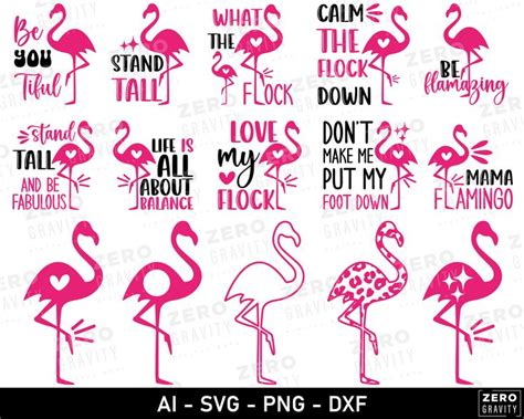 Flamingo Svg Bundle Stand Tall Flamingo Svg Calm The Flock Down Svg