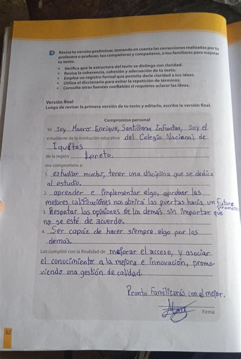 Versi N Final Luego De Revisar La Primera Versi N De Tu Texto Y