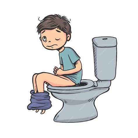 El niño se sienta en el baño por la mañana. | Vector Premium