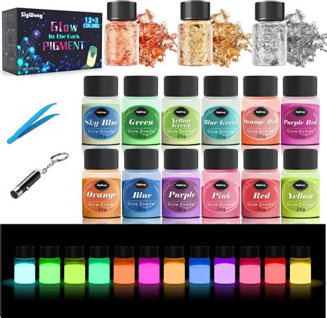 Amazon 10 Color Glow In The Dark Pigment Powder With UV Lamp